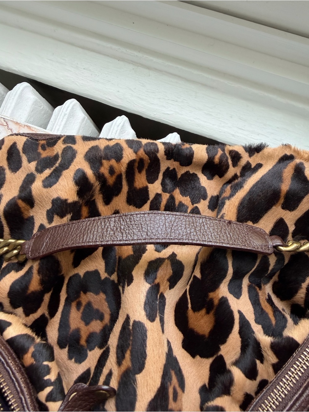 J. Crew Collection Leopard Print Tote Shoulder Bag - Brown/Black - Picture 3 of 4
